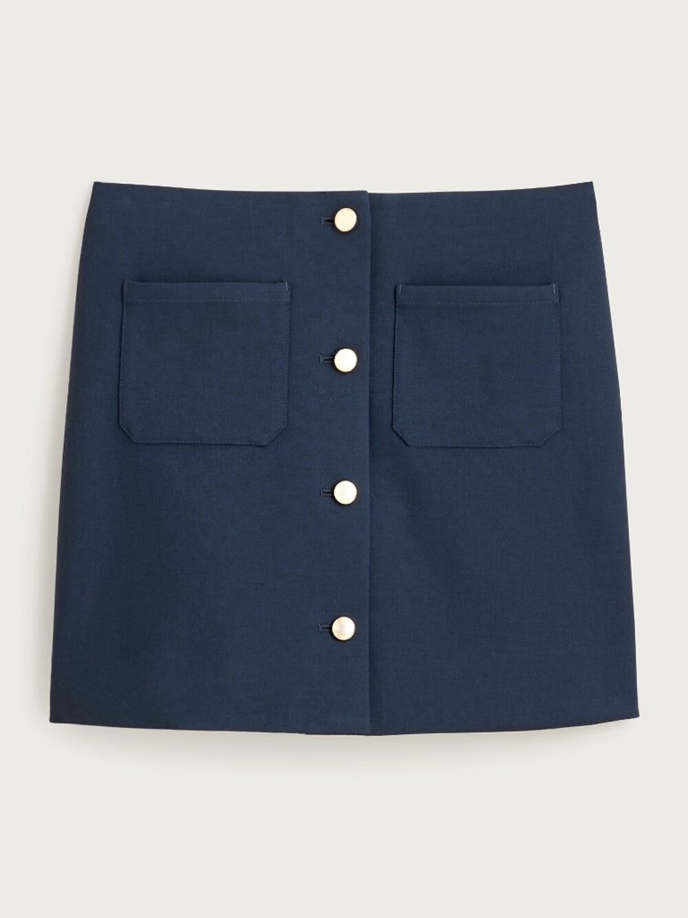 J.CREW Fairfax mini button-front skirt in four-season stretch, Navy, Size 4